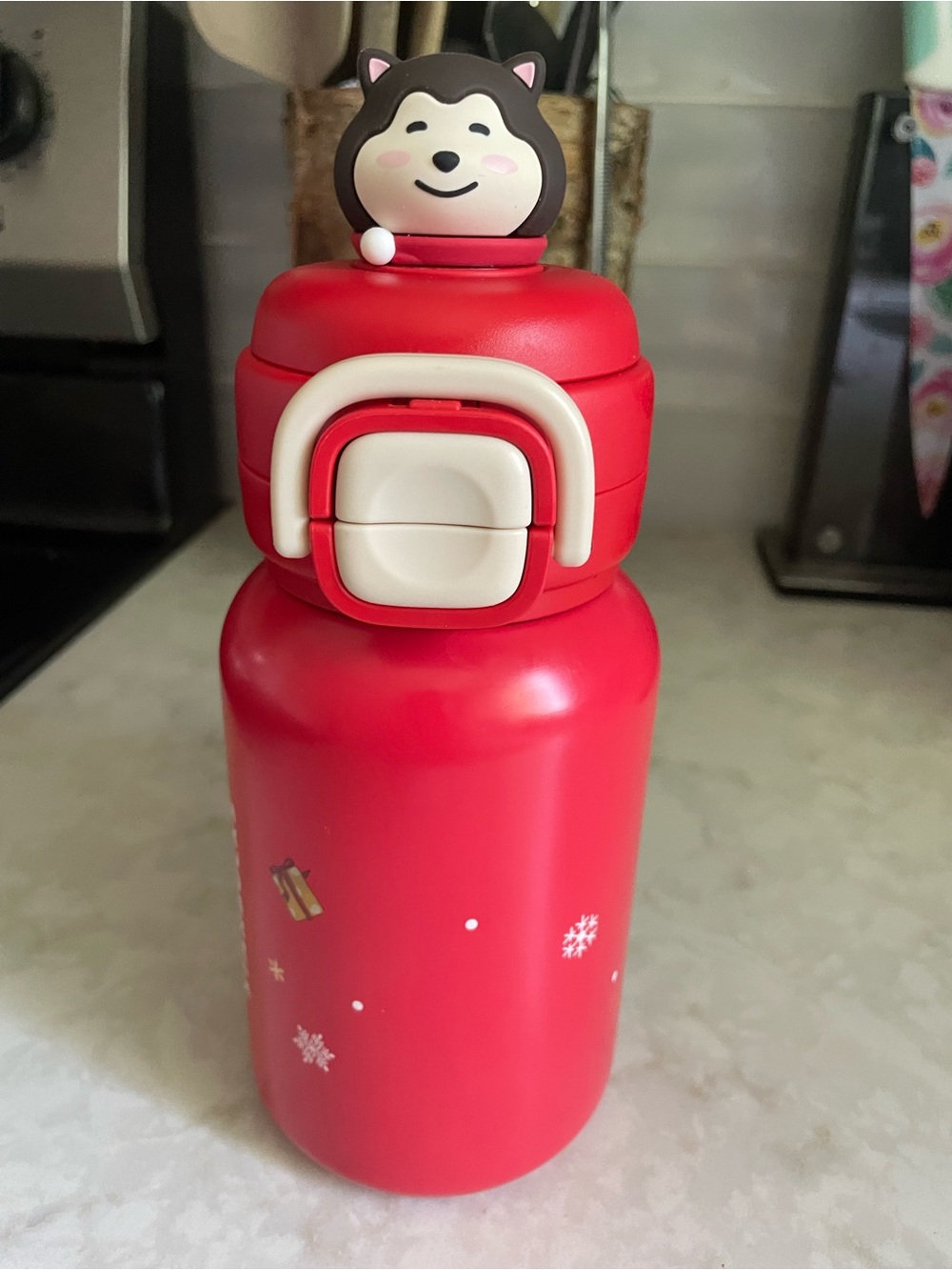 Starbucks Red Kids Bottle with Husky Character Cap